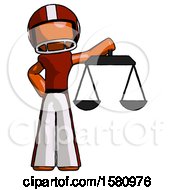 Poster, Art Print Of Orange Football Player Man Holding Scales Of Justice