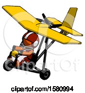 Poster, Art Print Of Orange Football Player Man In Ultralight Aircraft Top Side View