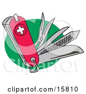 Very Useful Swiss Army Knife With Different Tools Clipart Illustration by Andy Nortnik