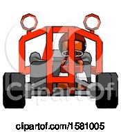 Poster, Art Print Of Orange Football Player Man Riding Sports Buggy Front View