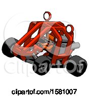 Poster, Art Print Of Orange Football Player Man Riding Sports Buggy Side Top Angle View