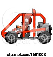 Poster, Art Print Of Orange Football Player Man Riding Sports Buggy Side View