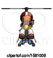Poster, Art Print Of Orange Football Player Man Flying In Gyrocopter Front View