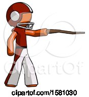 Poster, Art Print Of Orange Football Player Man Pointing With Hiking Stick