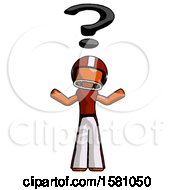 Poster, Art Print Of Orange Football Player Man With Question Mark Above Head Confused