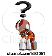 Orange Football Player Man Thinker Question Mark Concept