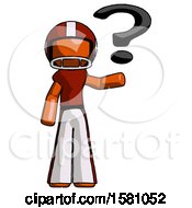 Poster, Art Print Of Orange Football Player Man Holding Question Mark To Right