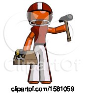 Poster, Art Print Of Orange Football Player Man Holding Tools And Toolchest Ready To Work