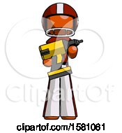 Poster, Art Print Of Orange Football Player Man Holding Large Drill