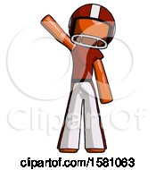 Poster, Art Print Of Orange Football Player Man Waving Emphatically With Right Arm