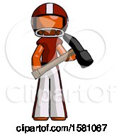 Poster, Art Print Of Orange Football Player Man Holding Hammer Ready To Work