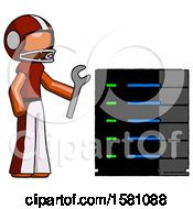 Poster, Art Print Of Orange Football Player Man Server Administrator Doing Repairs