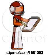 Poster, Art Print Of Orange Football Player Man Using Clipboard And Pencil