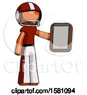 Poster, Art Print Of Orange Football Player Man Showing Clipboard To Viewer