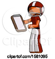 Poster, Art Print Of Orange Football Player Man Reviewing Stuff On Clipboard