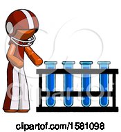 Poster, Art Print Of Orange Football Player Man Using Test Tubes Or Vials On Rack