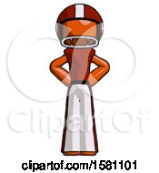 Poster, Art Print Of Orange Football Player Man Hands On Hips