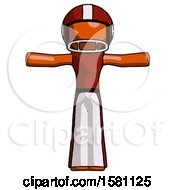 Poster, Art Print Of Orange Football Player Man T-Pose Arms Up Standing