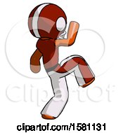 Poster, Art Print Of Orange Football Player Man Kick Pose Start