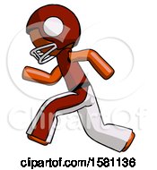 Poster, Art Print Of Orange Football Player Man Running Fast Left