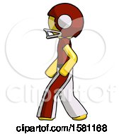 Poster, Art Print Of Yellow Football Player Man Walking Left Side View