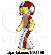 Poster, Art Print Of Yellow Football Player Man Man Walking Turned Left Front View