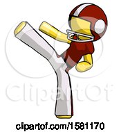 Poster, Art Print Of Yellow Football Player Man Ninja Kick Left