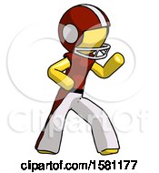 Poster, Art Print Of Yellow Football Player Man Martial Arts Defense Pose Right