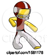 Poster, Art Print Of Yellow Football Player Man Karate Defense Pose Right