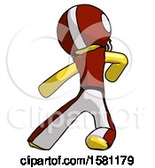 Poster, Art Print Of Yellow Football Player Man Karate Defense Pose Left