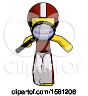 Poster, Art Print Of Yellow Football Player Man Looking Down Through Magnifying Glass