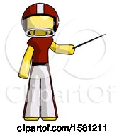Poster, Art Print Of Yellow Football Player Man Teacher Or Conductor With Stick Or Baton Directing
