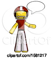 Poster, Art Print Of Yellow Football Player Man With Word Bubble Talking Chat Icon