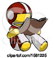 Yellow Football Player Man Reading Book While Sitting Down