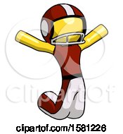 Poster, Art Print Of Yellow Football Player Man Jumping Or Kneeling With Gladness
