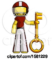 Yellow Football Player Man Holding Key Made Of Gold