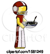 Poster, Art Print Of Yellow Football Player Man Holding Noodles Offering To Viewer