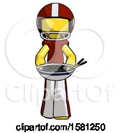 Poster, Art Print Of Yellow Football Player Man Serving Or Presenting Noodles