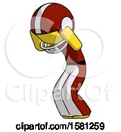 Poster, Art Print Of Yellow Football Player Man With Headache Or Covering Ears Turned To His Left