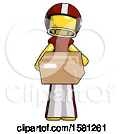 Poster, Art Print Of Yellow Football Player Man Holding Box Sent Or Arriving In Mail