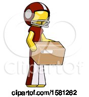 Poster, Art Print Of Yellow Football Player Man Holding Package To Send Or Recieve In Mail