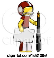 Yellow Football Player Man Holding Large Envelope And Calligraphy Pen