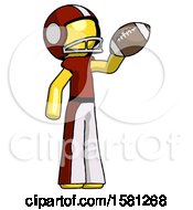 Poster, Art Print Of Yellow Football Player Man Holding Football Up