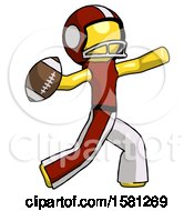 Poster, Art Print Of Yellow Football Player Man Throwing Football