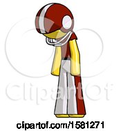 Poster, Art Print Of Yellow Football Player Man Depressed With Head Down Turned Left
