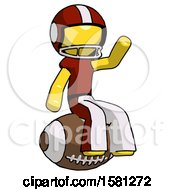 Poster, Art Print Of Yellow Football Player Man Sitting On Giant Football