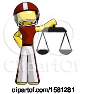Poster, Art Print Of Yellow Football Player Man Holding Scales Of Justice