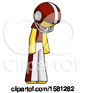 Poster, Art Print Of Yellow Football Player Man Depressed With Head Down Turned Right