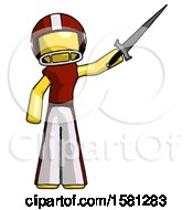 Poster, Art Print Of Yellow Football Player Man Holding Sword In The Air Victoriously