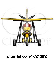 Poster, Art Print Of Yellow Football Player Man In Ultralight Aircraft Front View